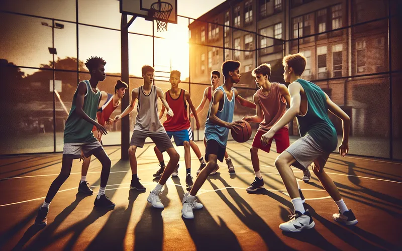 Adolescents jouant au basket ensemble pour se faire des amis